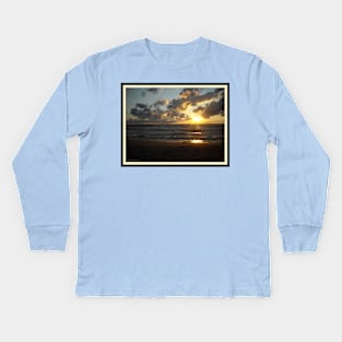 Seagulls with Lake Erie Sunset Kids Long Sleeve T-Shirt